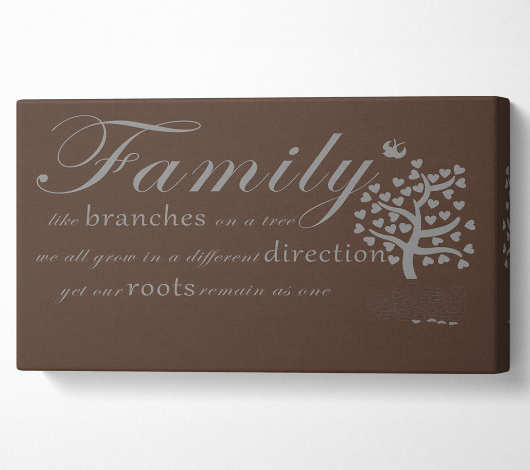  A Canvas Print of Family Quote Family Like Branches On A Tree Chocolate Canvas Art