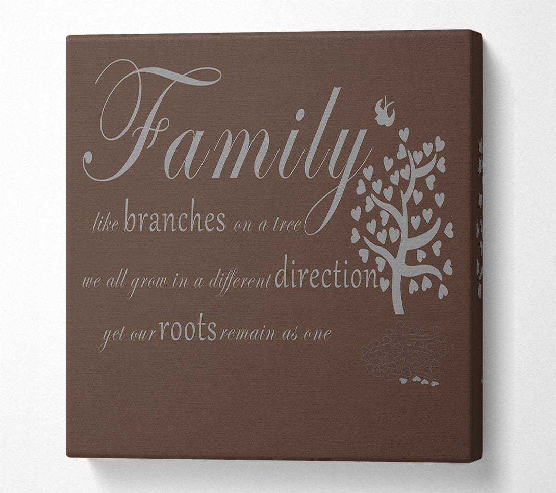  A Canvas Print of Family Quote Family Like Branches On A Tree Chocolate Canvas Art