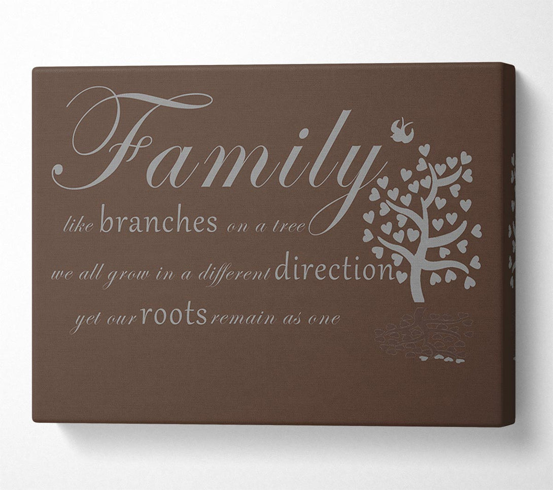  A Canvas Print of Family Quote Family Like Branches On A Tree Chocolate Canvas Art