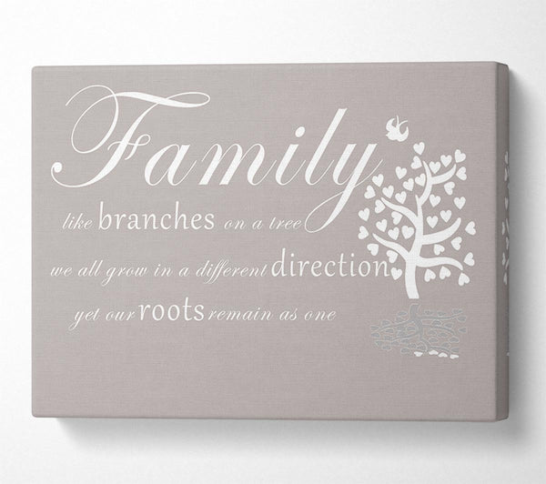  A Canvas Print of Family Quote Family Like Branches On A Tree Beige Canvas Art