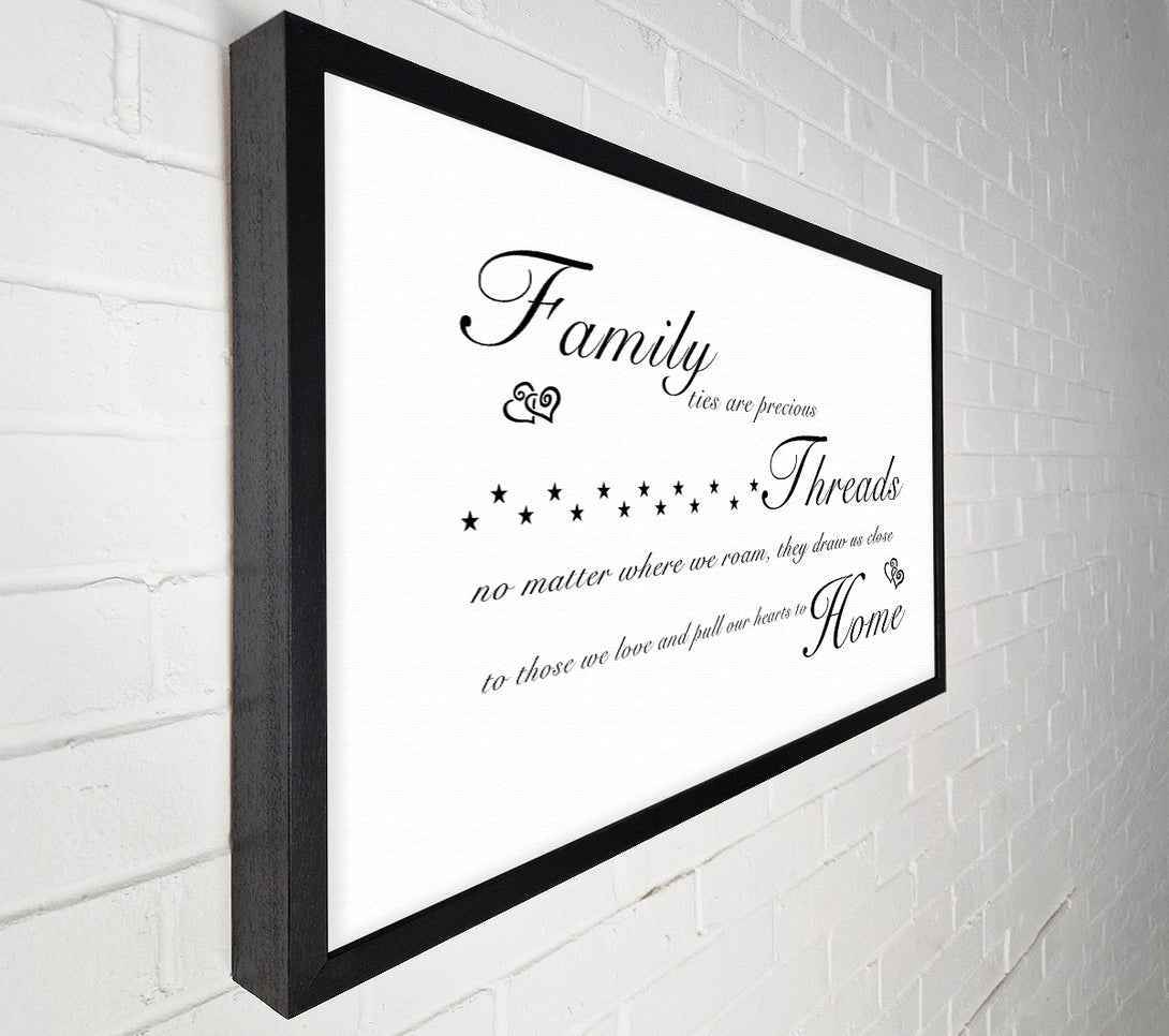  A Canvas Print of Family Quote Family Ties Are Precious White Canvas Print