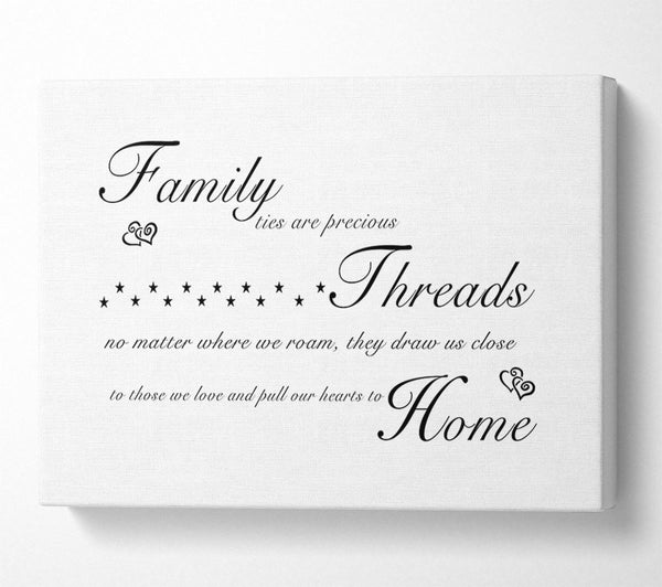  A Canvas Print of Family Quote Family Ties Are Precious White Canvas Print