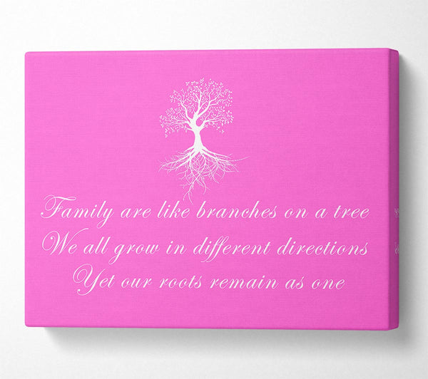  A Canvas Print of Family Quote Family Are Like Branches Vivid Pink Canvas Wall Art