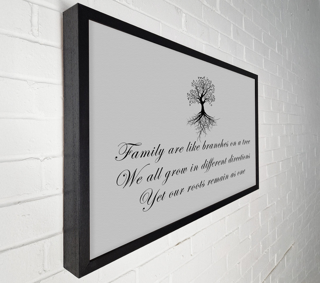  A Canvas Print of Family Quote Family Are Like Branches Grey Canvas Wall Art