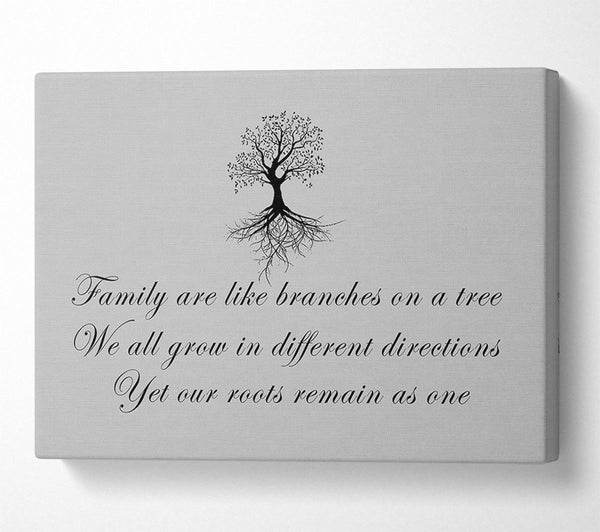  A Canvas Print of Family Quote Family Are Like Branches Grey Canvas Wall Art
