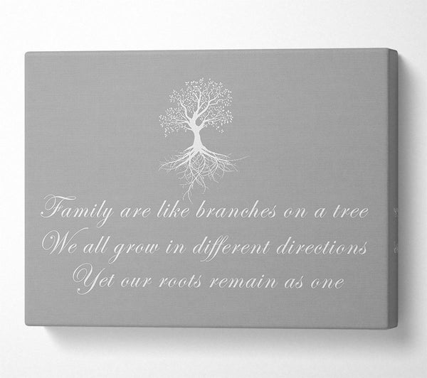 A Canvas Print of Family Quote Family Are Like Branches Grey White Canvas Print