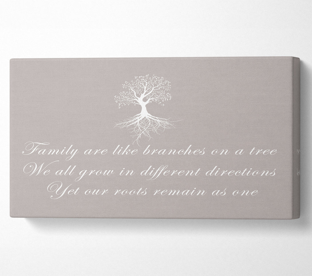  A Canvas Print of Family Quote Family Are Like Branches Beige Canvas Art
