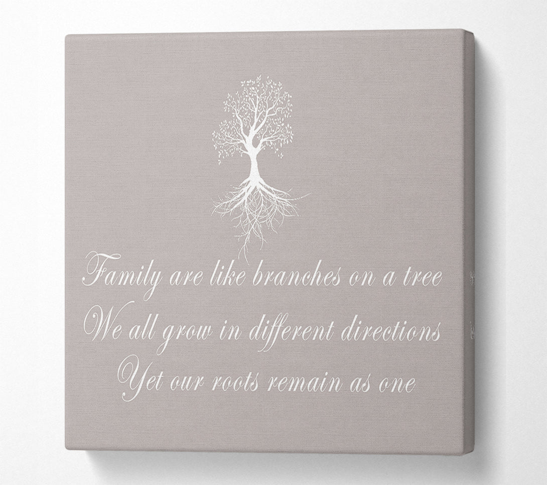  A Canvas Print of Family Quote Family Are Like Branches Beige Canvas Art