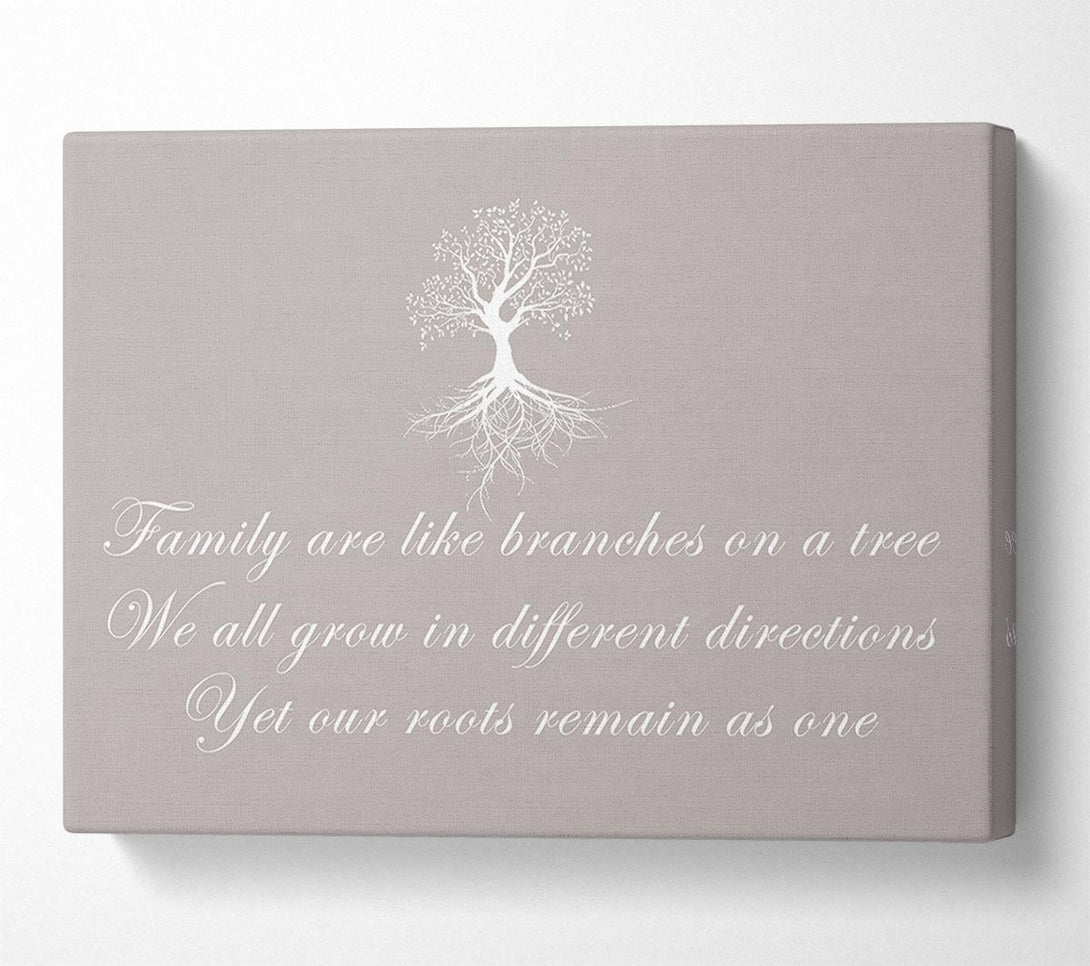  A Canvas Print of Family Quote Family Are Like Branches Beige Canvas Art