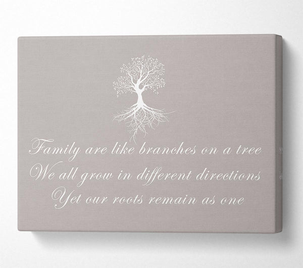  A Canvas Print of Family Quote Family Are Like Branches Beige Canvas Art
