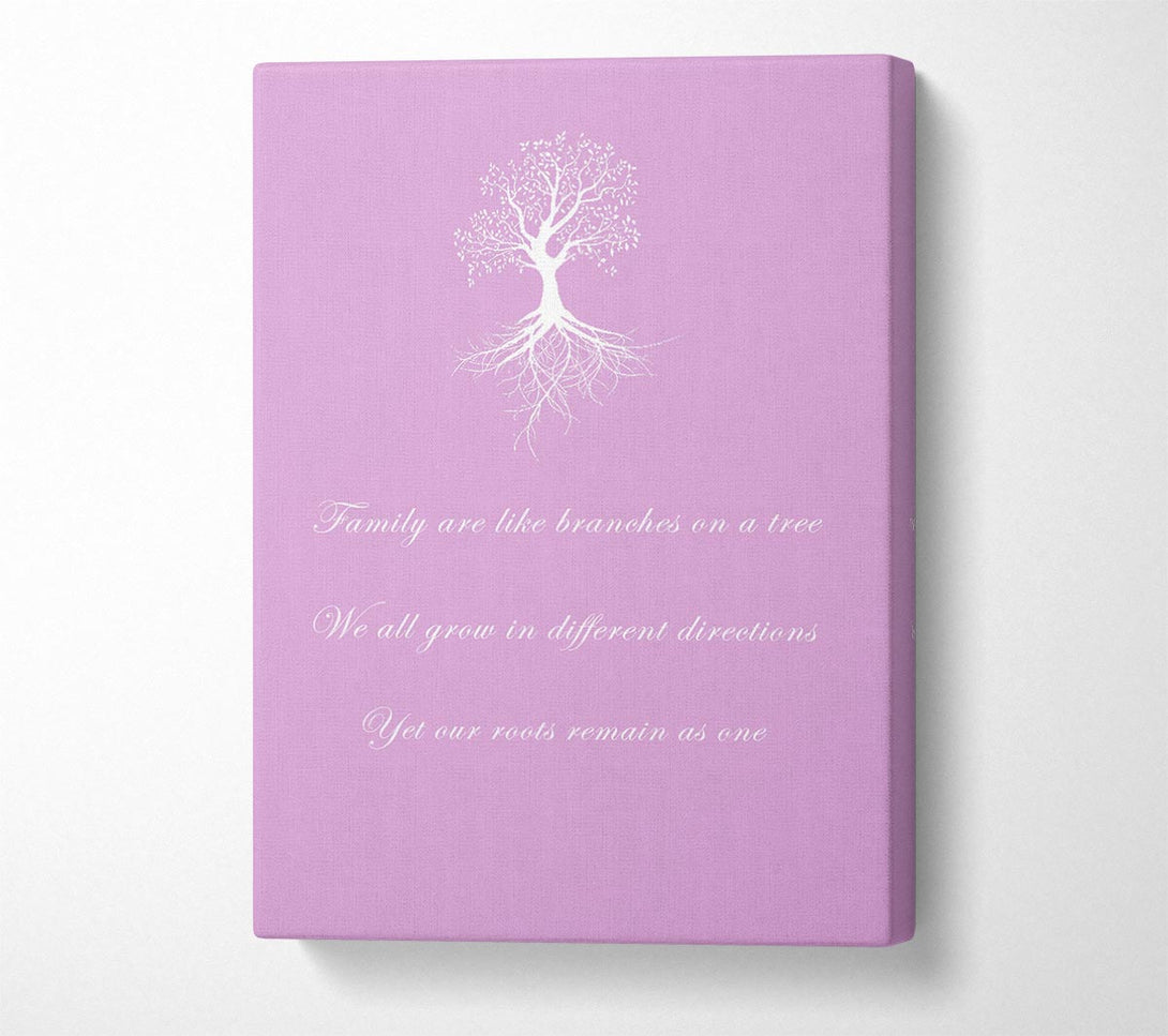  A Canvas Print of Family Quote Family Are Like Branches 2 Pink Canvas Print
