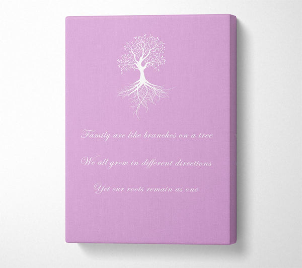  A Canvas Print of Family Quote Family Are Like Branches 2 Pink Canvas Print
