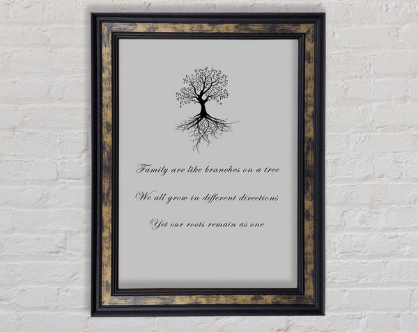 Family Quote Family Are Like Branches 2 Grey Framed Print