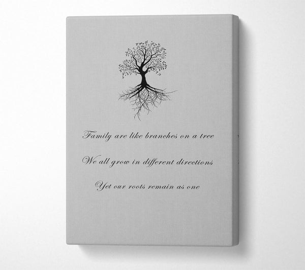  A Canvas Print of Family Quote Family Are Like Branches 2 Grey Canvas Art