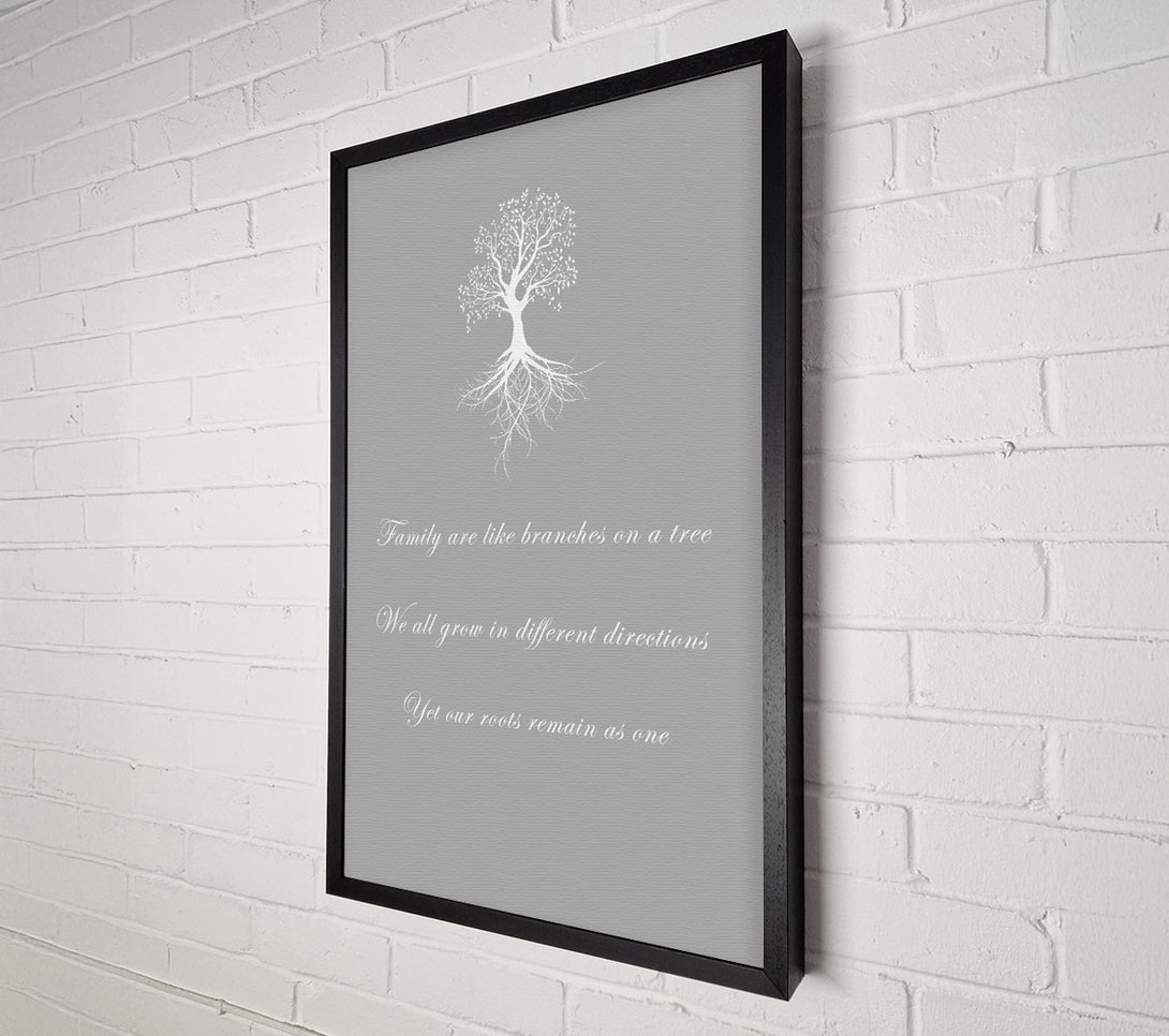  A Canvas Print of Family Quote Family Are Like Branches 2 Grey White Canvas Print
