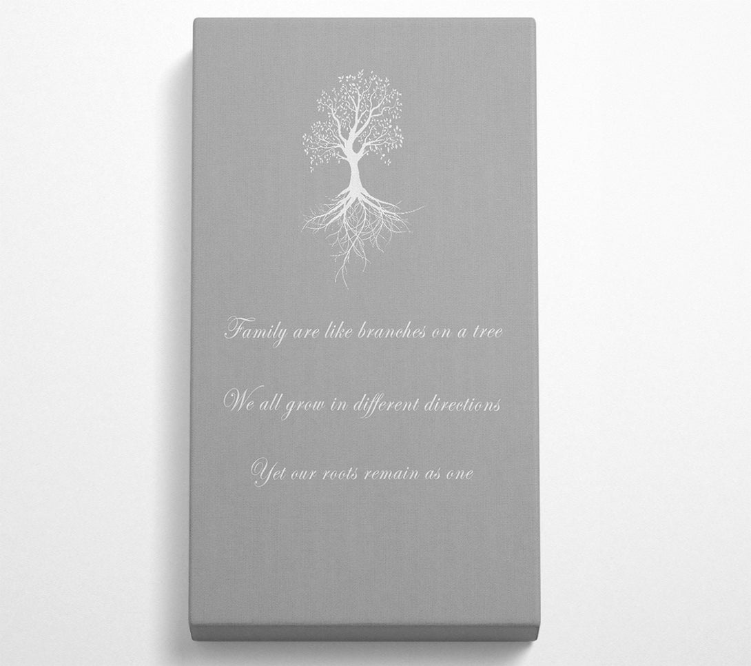  A Canvas Print of Family Quote Family Are Like Branches 2 Grey White Canvas Print