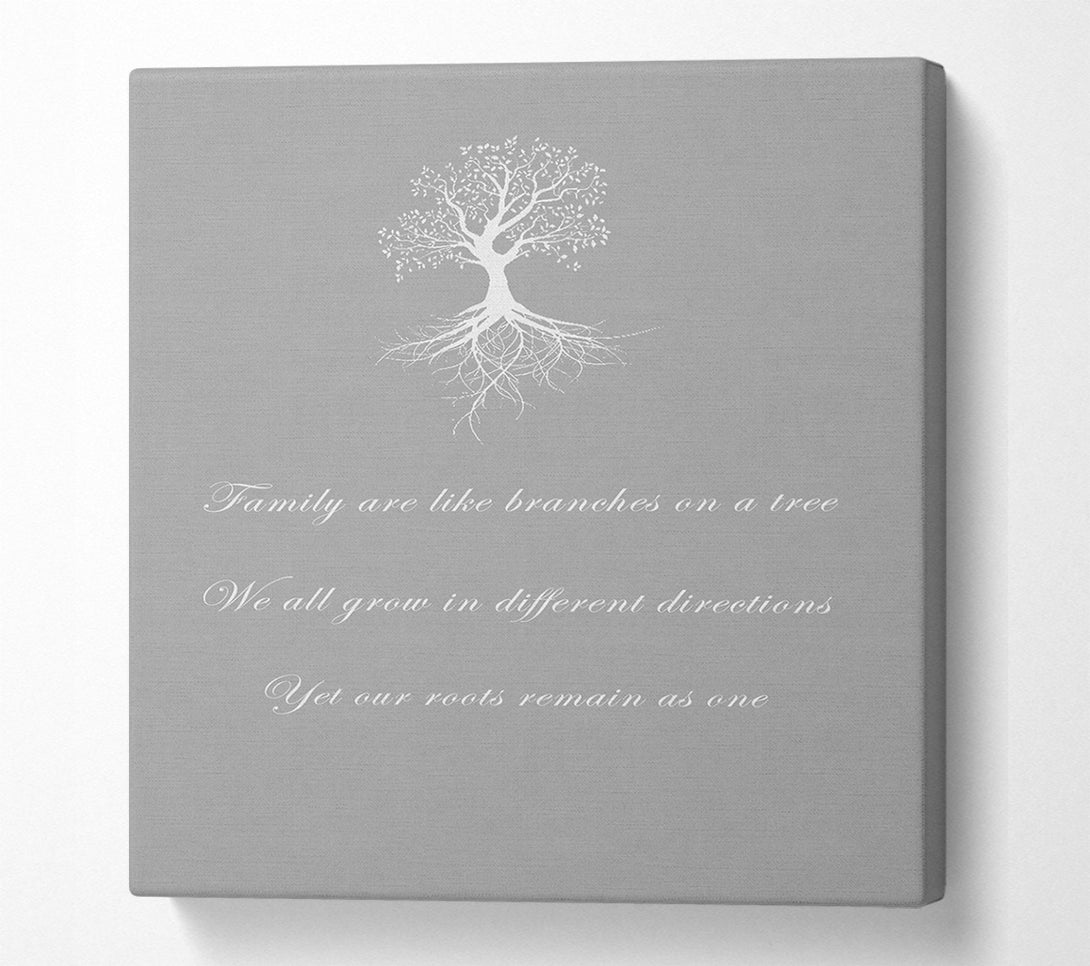  A Canvas Print of Family Quote Family Are Like Branches 2 Grey White Canvas Print