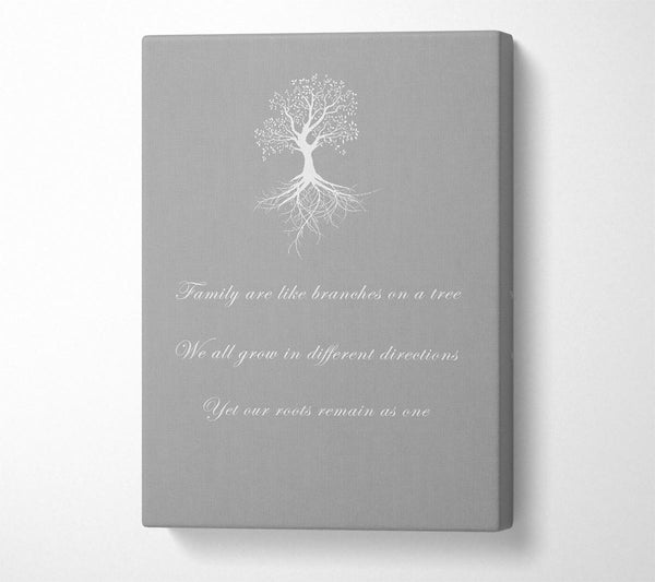  A Canvas Print of Family Quote Family Are Like Branches 2 Grey White Canvas Print