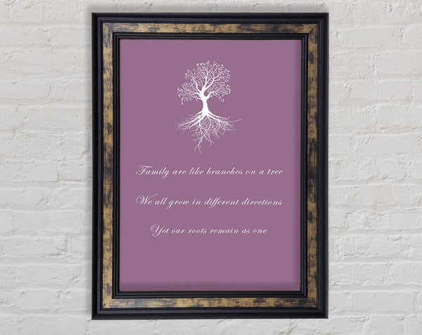 Family Quote Family Are Like Branches 2 Dusty Pink Framed Print