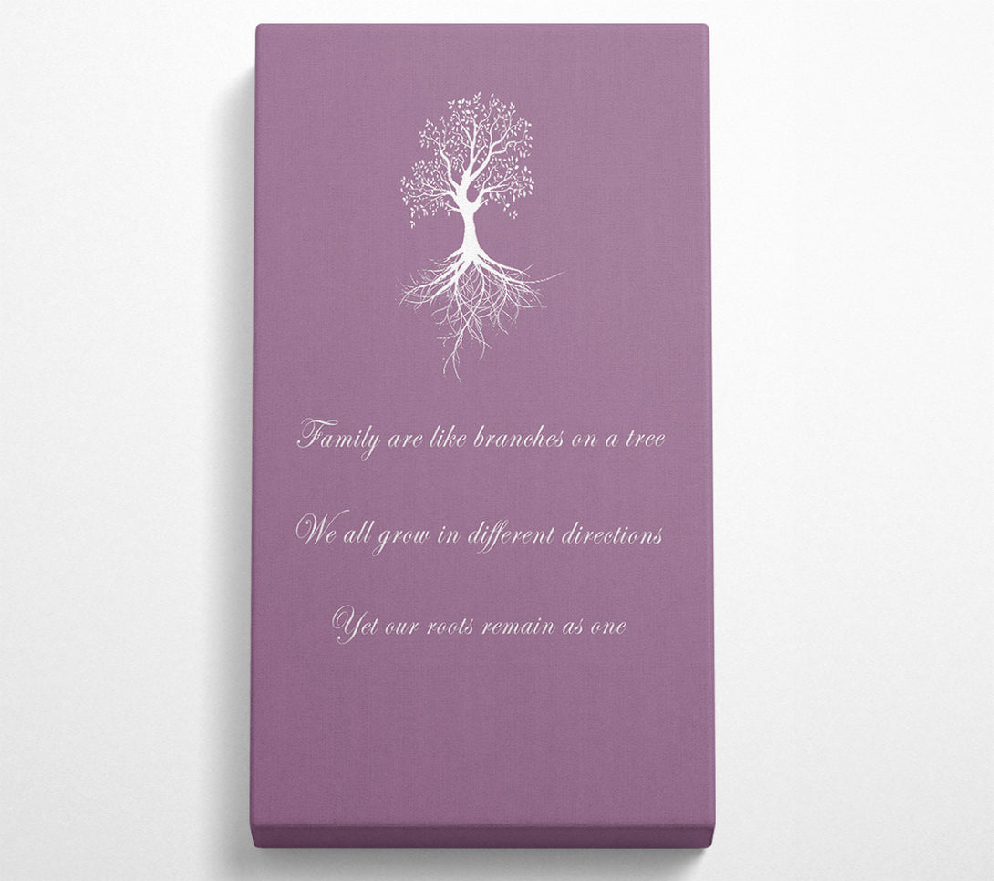  A Canvas Print of Family Quote Family Are Like Branches 2 Dusty Pink Canvas Wall Art