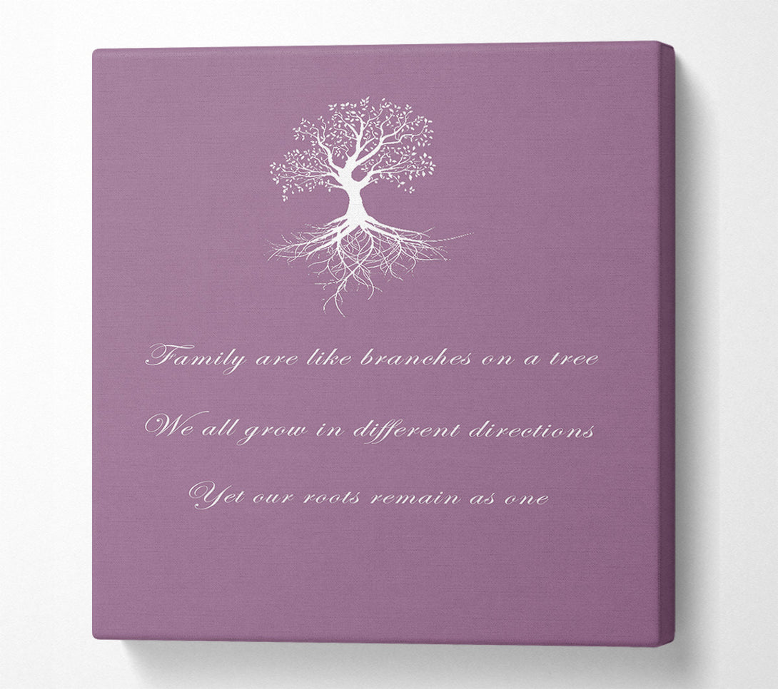  A Canvas Print of Family Quote Family Are Like Branches 2 Dusty Pink Canvas Wall Art
