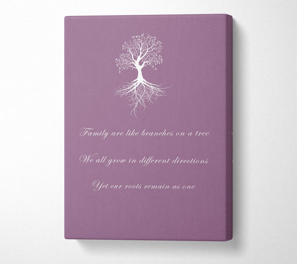  A Canvas Print of Family Quote Family Are Like Branches 2 Dusty Pink Canvas Wall Art