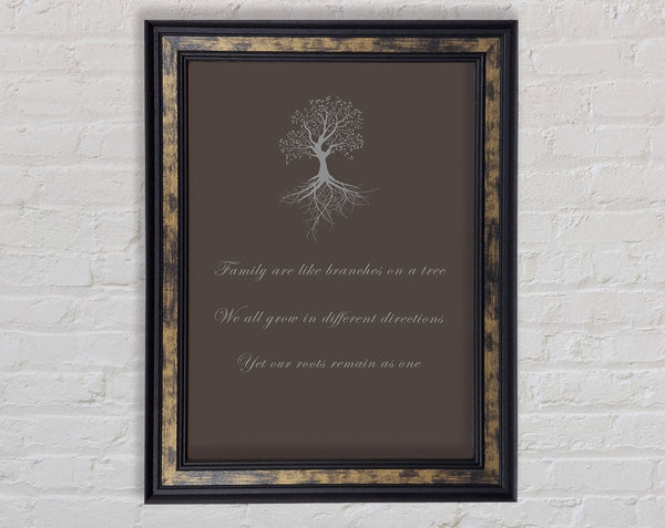 Family Quote Family Are Like Branches 2 Chocolate Framed Print