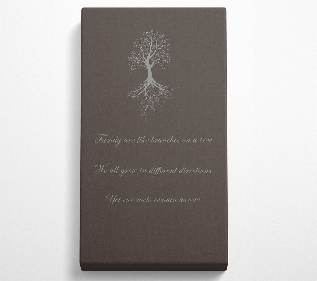  A Canvas Print of Family Quote Family Are Like Branches 2 Chocolate Canvas Wall Art