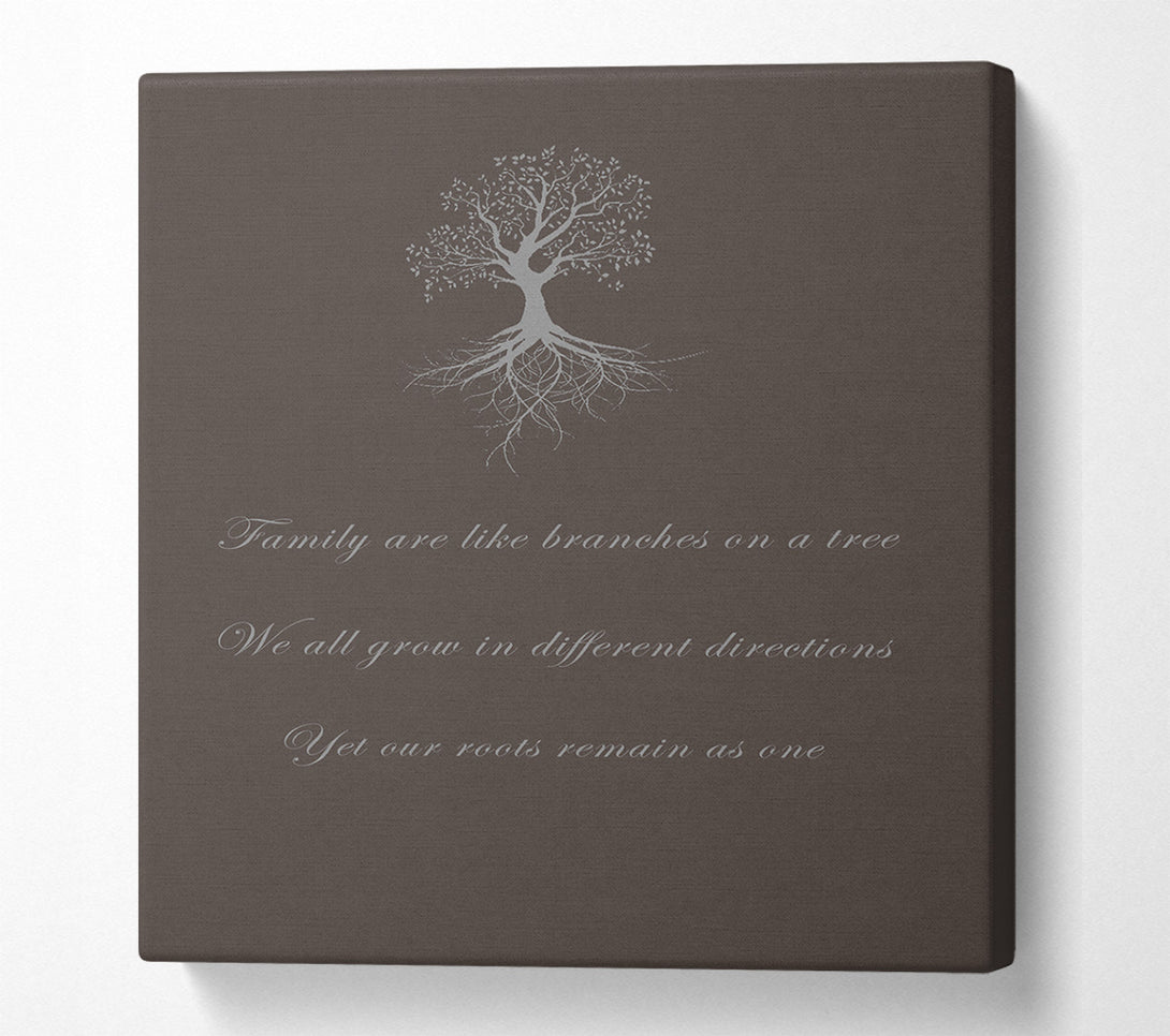  A Canvas Print of Family Quote Family Are Like Branches 2 Chocolate Canvas Wall Art