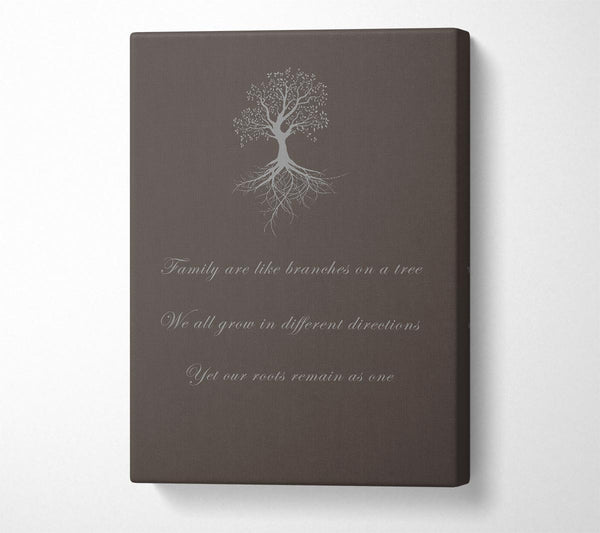  A Canvas Print of Family Quote Family Are Like Branches 2 Chocolate Canvas Wall Art