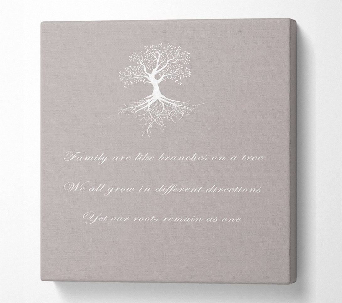  A Canvas Print of Family Quote Family Are Like Branches 2 Beige Canvas Wall Art