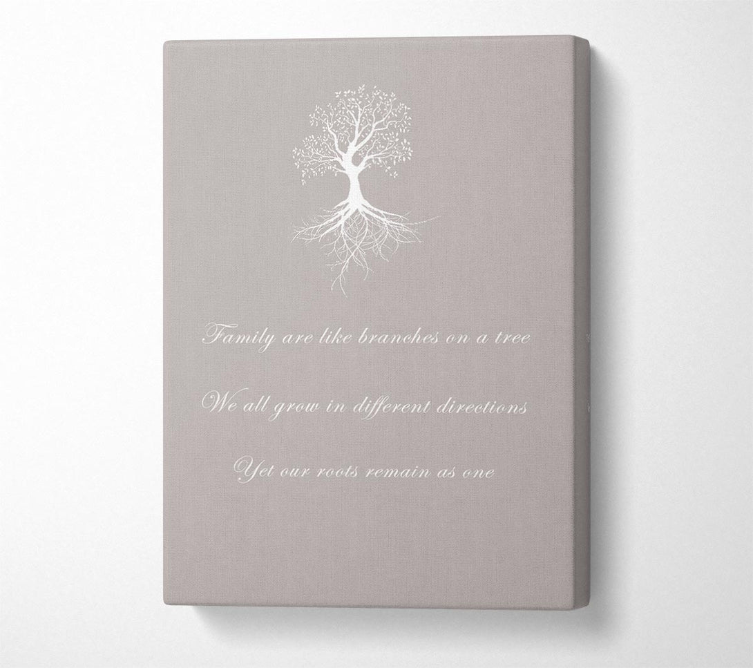  A Canvas Print of Family Quote Family Are Like Branches 2 Beige Canvas Wall Art