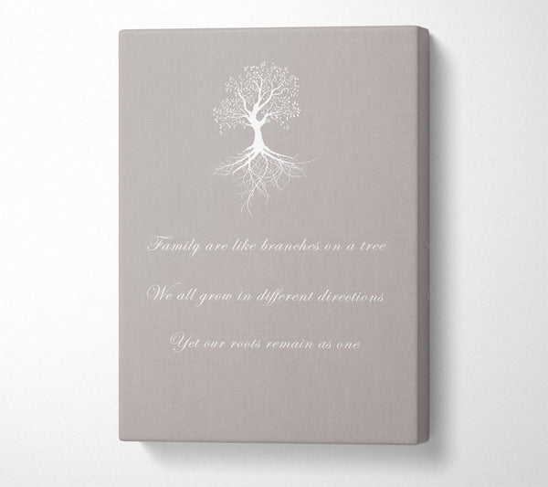  A Canvas Print of Family Quote Family Are Like Branches 2 Beige Canvas Wall Art