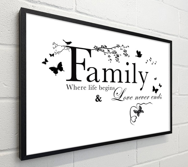 Family Quote Family Where Life Begins White