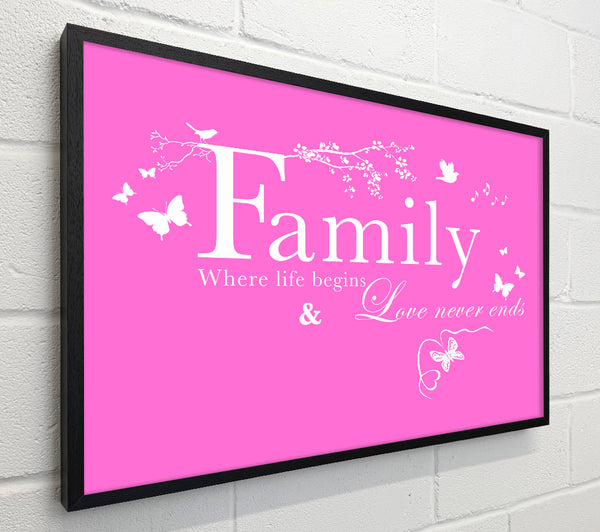 Family Quote Family Where Life Begins Vivid Pink