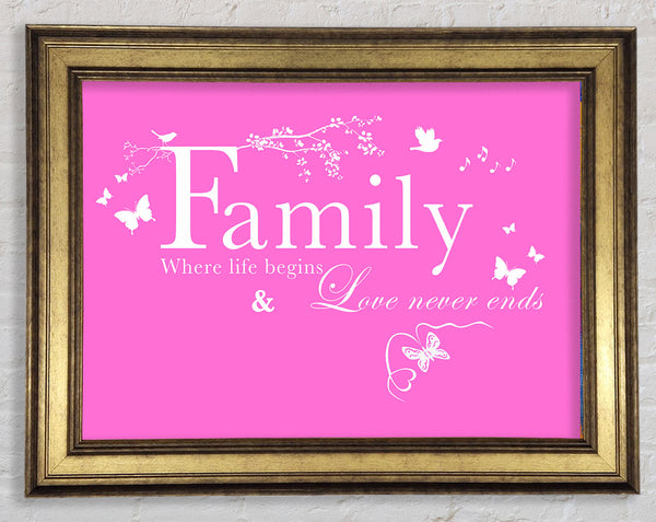Familienzitat Familie Wo das Leben beginnt Vivid Pink