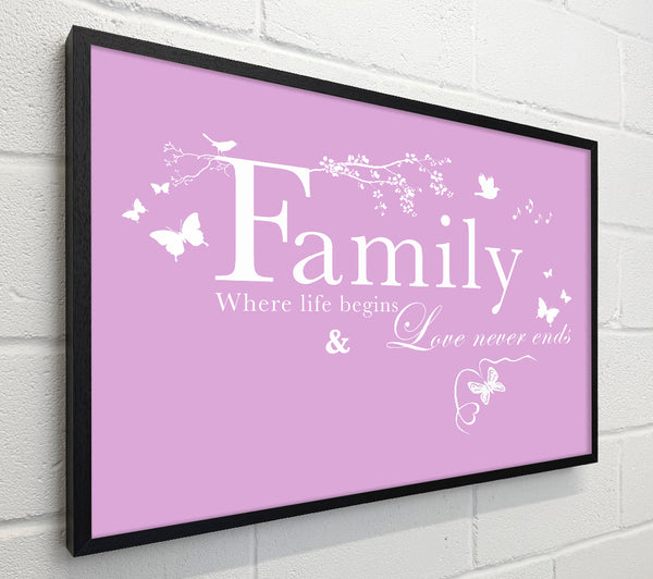 Family Quote Family Where Life Begins Pink