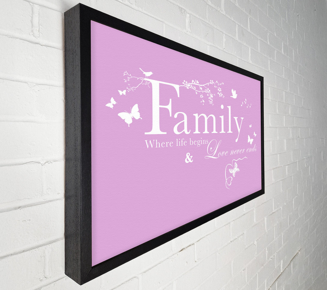  A Canvas Print of Family Quote Family Where Life Begins Pink Canvas Art