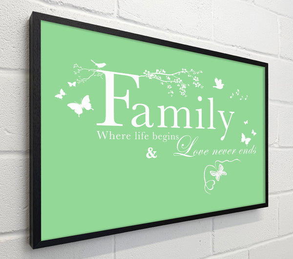 Family Quote Family Where Life Begins Green