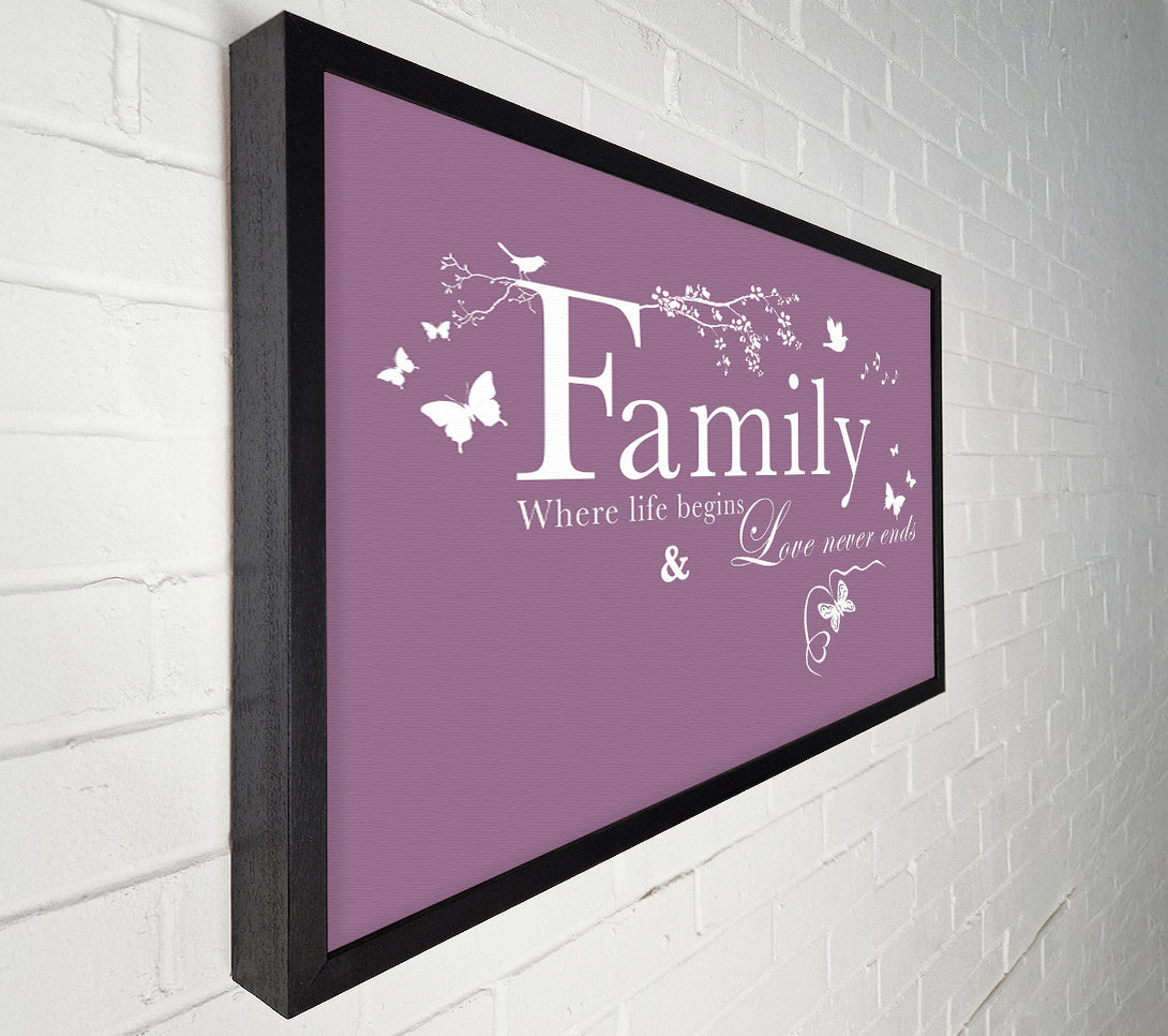  A Canvas Print of Family Quote Family Where Life Begins Dusty Pink Canvas Art