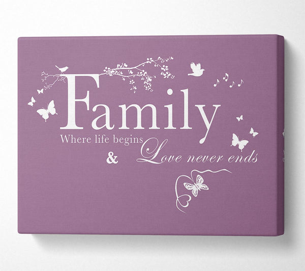  A Canvas Print of Family Quote Family Where Life Begins Dusty Pink Canvas Art