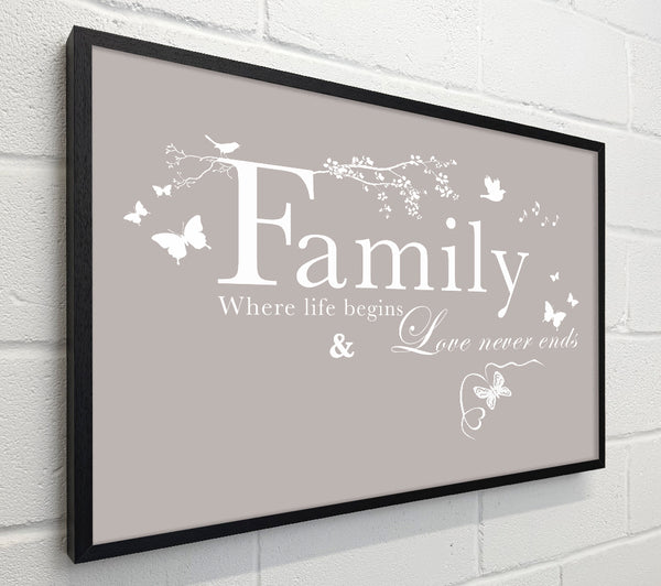 Family Quote Family Where Life Begins Beige
