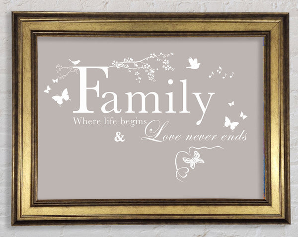 Familienzitat Familie Wo das Leben beginnt Beige