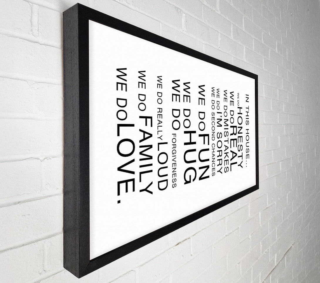  A Canvas Print of Family Quote In This House White Canvas Wall Art