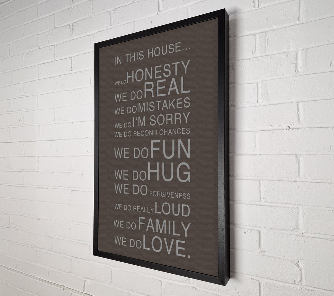  A Canvas Print of Family Quote In This House Chocolate Canvas Print