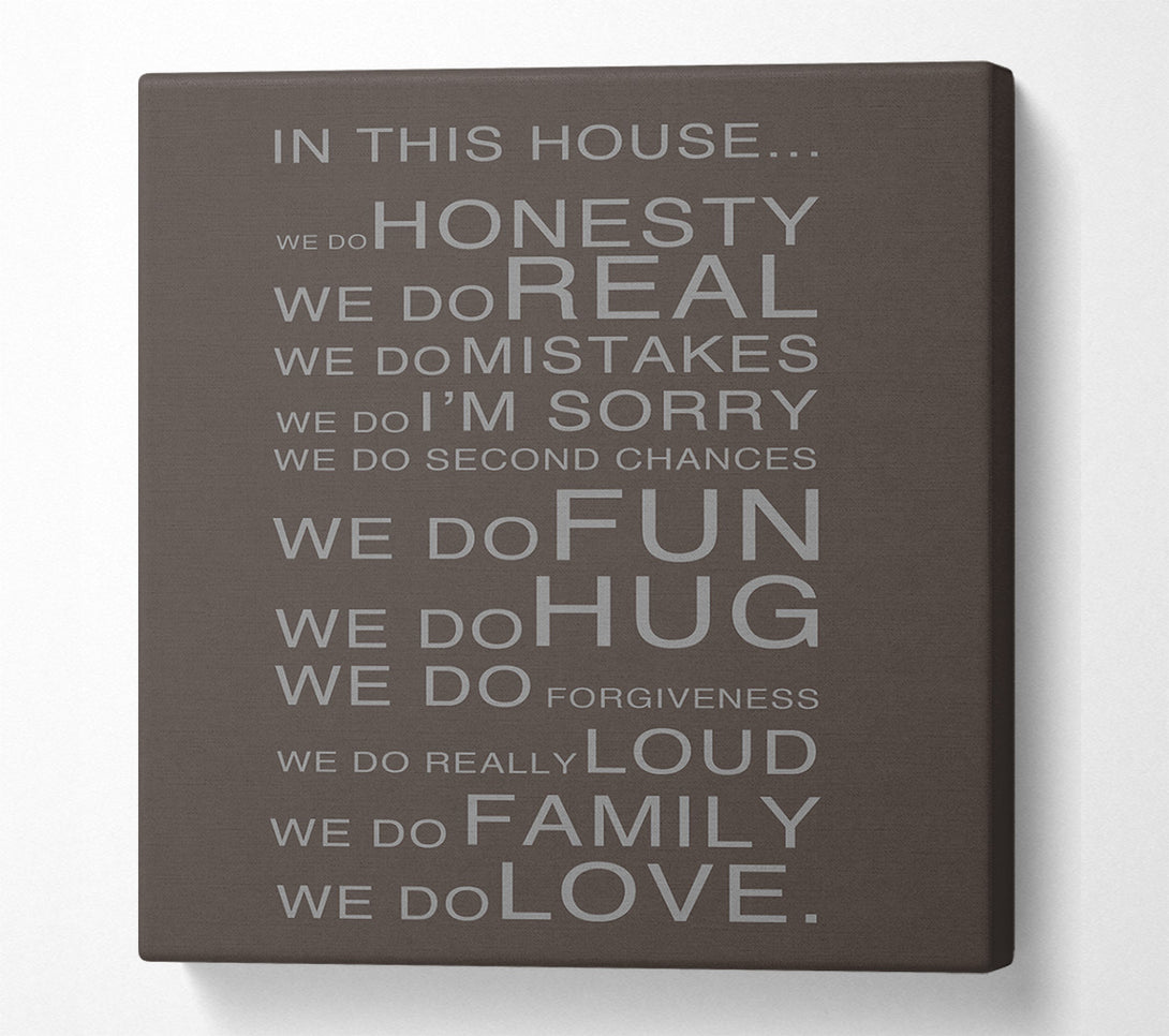  A Canvas Print of Family Quote In This House Chocolate Canvas Print
