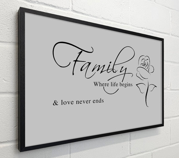 Family Quote Family Where Life Begins 1 Grey