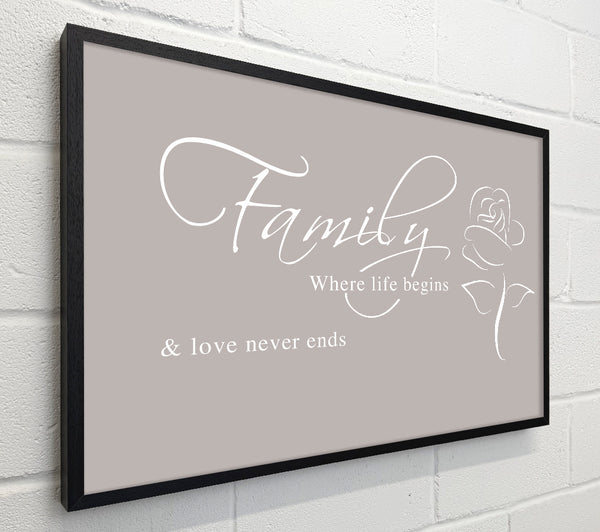 Family Quote Family Where Life Begins 1 Beige