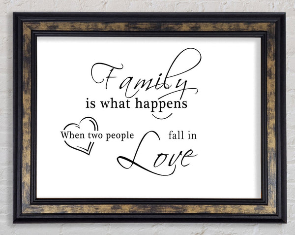 Family Quote Family Is What Happens White Framed Print