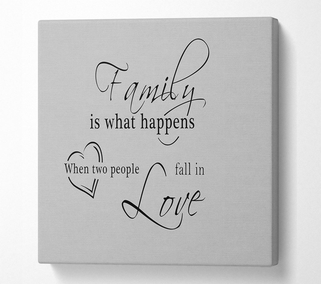  A Canvas Print of Family Quote Family Is What Happens Grey Canvas Print